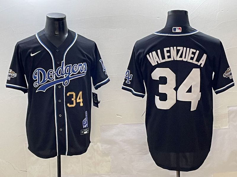 Men Los Angeles Dodgers #34 Valenzuela Black Fashion Game 2025 Nike MLB Jersey style 3067->los angeles dodgers->MLB Jersey